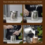 400ML 201 Stainless Steel Manual Milk Frother, Double Mesh Strainer Hand Pump Frothing Pitcher - Image 6