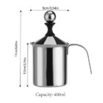 400ML 201 Stainless Steel Manual Milk Frother, Double Mesh Strainer Hand Pump Frothing Pitcher - Image 7