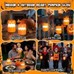 360°Beam Hanging Pumpkin Lantern with Double-Sided Spooky Expressions and Telescopic Pull-to-Open Design, Portable Rechargeable Halloween Light, Dimmable Warm LED Party Decor - Image 6