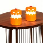 2PCS 360°Beam Hanging Pumpkin Lantern with Double-Sided Spooky Expressions and Telescopic Pull-to-Open Design, Portable Rechargeable Halloween Light, Dimmable Warm LED Party Decor