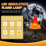 Style-4 LED Halloween Pumpkin Lantern and Simulated Silk Flame Blowing Light with Adjustable Stand and Hanging Chain, Rechargeable Atmosphere Lamp for Party Bar Camping and Home Use - Image 2