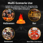 Style-4 LED Halloween Pumpkin Lantern and Simulated Silk Flame Blowing Light with Adjustable Stand and Hanging Chain, Rechargeable Atmosphere Lamp for Party Bar Camping and Home Use - Image 6