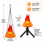 Style-4 LED Halloween Pumpkin Lantern and Simulated Silk Flame Blowing Light with Adjustable Stand and Hanging Chain, Rechargeable Atmosphere Lamp for Party Bar Camping and Home Use - Image 7