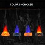 Style-4 LED Halloween Pumpkin Lantern and Simulated Silk Flame Blowing Light with Adjustable Stand and Hanging Chain, Rechargeable Atmosphere Lamp for Party Bar Camping and Home Use - Image 8