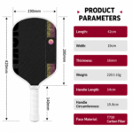 Black and Pink T700 Raw Carbon Fiber Pickleball Paddle Set - 2 Professional Honeycomb Core Paddles, 4 Balls and Carry Bag for Outdoor Use - Image 5