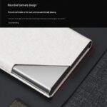 Coffee-colored Stainless Steel and PU Leather Business Card Holder -  95mm x 63mm - Magnetic Flip Cover, Velvet Lining, Professional Office Accessory - Image 6