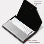 Blue Stainless Steel and PU Leather Business Card Holder -  95mm x 63mm - Magnetic Flip Cover, Velvet Lining, Professional Office Accessory - Image 4