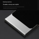 Blue Stainless Steel and PU Leather Business Card Holder -  95mm x 63mm - Magnetic Flip Cover, Velvet Lining, Professional Office Accessory - Image 5