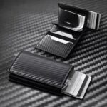 Black Carbon Fiber texture RFID Wallet - Automatic Pop-Up Card Holder with Aluminium Frame - Slim Minimalist Design for Men, Travel and Daily Use - Image 2