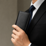 Black Carbon Fiber texture RFID Wallet - Automatic Pop-Up Card Holder with Aluminium Frame - Slim Minimalist Design for Men, Travel and Daily Use - Image 6