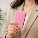 Pink Carbon Fiber texture RFID Wallet - Automatic Pop-Up Card Holder with Aluminium Frame - Slim Minimalist Design for Men, Travel and Daily Use - Image 6