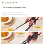 Grey Foldable Nylon Kitchen Tongs - Self-Standing Design with Serrated Grip and Locking Clip - Heat Resistant Food Serving Tool for BBQ, Pasta, Salad and Baking - Image 4