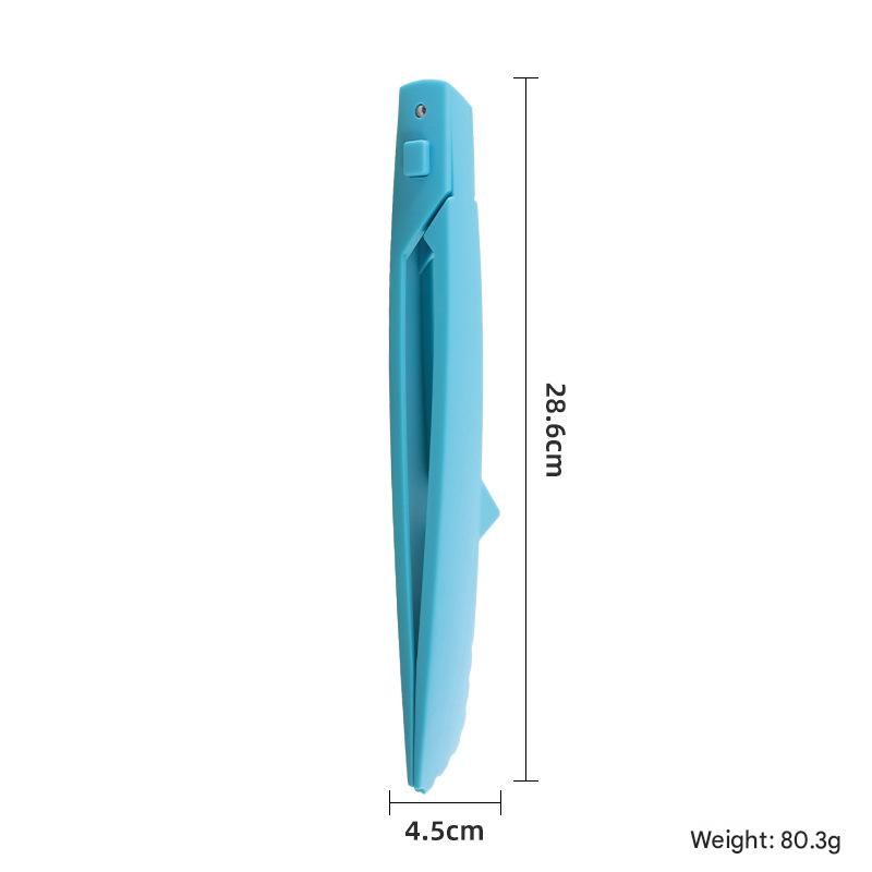 V888-ELOSUNG56080-4-00 Blue Foldable Nylon Kitchen Tongs - Self-Standing Design with Serrated Grip and Locking Clip - Heat Resistant Food Serving Tool for BBQ, Pasta, Salad and Baking - Image 1
