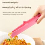 Blue Foldable Nylon Kitchen Tongs - Self-Standing Design with Serrated Grip and Locking Clip - Heat Resistant Food Serving Tool for BBQ, Pasta, Salad and Baking - Image 3