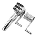 9-10 hole planer grater Stainless Steel Hand Crank Cheese Grater - Rotary Drum Shredder for Cheese, Chocolate and Butter - Ergonomic Handle Kitchen Gadget for Home Cooking and Baking
