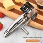 9-10 hole planer grater Stainless Steel Hand Crank Cheese Grater - Rotary Drum Shredder for Cheese, Chocolate and Butter - Ergonomic Handle Kitchen Gadget for Home Cooking and Baking - Image 3