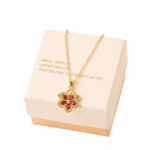 Red Rotating Bauhinia Zircon Flower Pendant Necklace - Alloy and Zircon - 15mm Pendant, 40+5cm Chain, Design for Women, Fashionable Collarbone Jewelry Gift