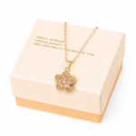 Pink Rotating Bauhinia Zircon Flower Pendant Necklace - Alloy and Zircon - 15mm Pendant, 40+5cm Chain, Design for Women, Fashionable Collarbone Jewelry Gift