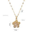 Green Rotating Bauhinia Zircon Flower Pendant Necklace - Alloy and Zircon - 15mm Pendant, 40+5cm Chain, Design for Women, Fashionable Collarbone Jewelry Gift - Image 2
