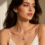 Green Rotating Bauhinia Zircon Flower Pendant Necklace - Alloy and Zircon - 15mm Pendant, 40+5cm Chain, Design for Women, Fashionable Collarbone Jewelry Gift - Image 6