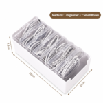 White Storage Box Set（Medium storage box + 7 small inner  boxes） - Transparent Flip-Lid Compartments, Multi-Use Organiser for Chargers, Earbuds, Cards and Jewellery