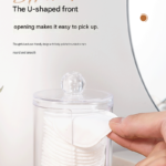 Transparent Cosmetic Storage Canister (Transparent U-shaped tall cup)– Stackable PS Organisers for Cotton Buds, Makeup Pads, Powder Puffs & Dental Floss - Image 5