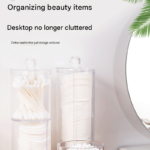 Transparent Cosmetic Storage Canister Set(Transparent combination round cup + U-shaped) – Stackable PS Organisers for Cotton Buds, Makeup Pads, Powder Puffs & Dental Floss - Image 2