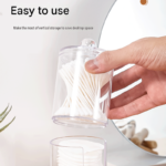 Transparent Cosmetic Storage Canister Set(Transparent combination round cup + U-shaped) – Stackable PS Organisers for Cotton Buds, Makeup Pads, Powder Puffs & Dental Floss - Image 6