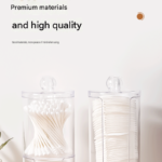 Transparent Cosmetic Storage Canister Set(Transparent combination round cup + U-shaped) – Stackable PS Organisers for Cotton Buds, Makeup Pads, Powder Puffs & Dental Floss - Image 7