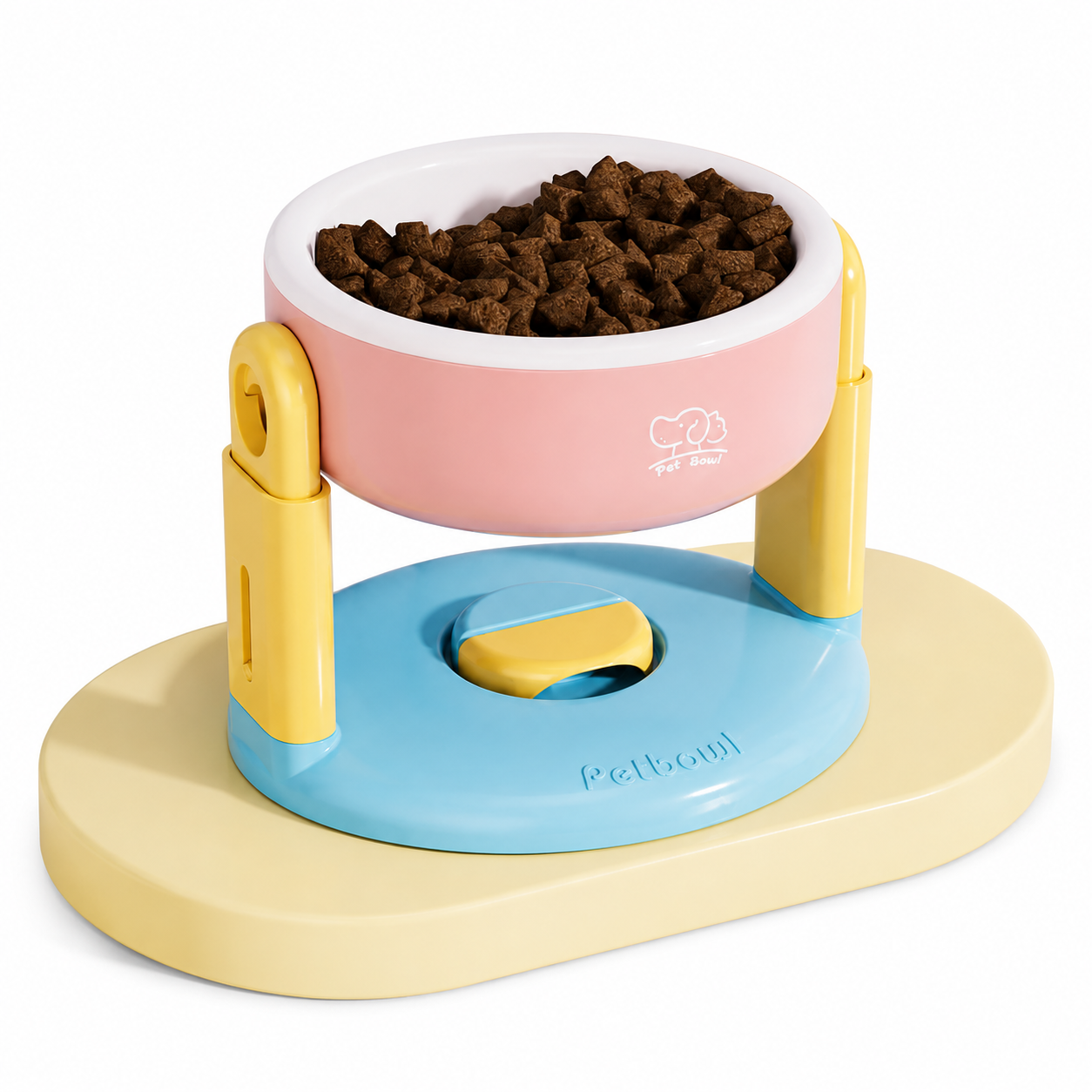 V888-ELOSUNG56125-1-00 Pink Adjustable Height Pet Bowl With Suction Cup Base - Anti-Spill Elevated Feeder For Cats And Dogs - 3-Level Neck Protection Design - Image 1
