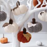 3-pack Brown Knitted Pumpkin Decoration - Polyester Fabric Fall Harvest Ornament With Hanging Loop For Thanksgiving Table Centre And Farmhouse Home Decor - Image 6