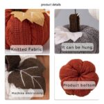 3-pack White Knitted Pumpkin Decoration - Polyester Fabric Fall Harvest Ornament With Hanging Loop For Thanksgiving Table Centre And Farmhouse Home Decor - Image 3