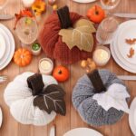 3-pack Brown and Grey and White Knitted Pumpkin Decoration - Polyester Fabric Fall Harvest Ornament With Hanging Loop For Thanksgiving Table Centre And Farmhouse Home Decor - Image 4