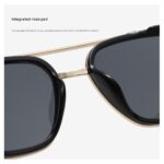 Men's Black Metal Frame Black Lens Sunglasses - Square Retro Style UV400 Protection Fashion Eyewear for Driving Travel and Daily Wear - Image 3