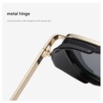 Men's Black Metal Frame Black Lens Sunglasses - Square Retro Style UV400 Protection Fashion Eyewear for Driving Travel and Daily Wear - Image 4