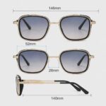 Men's Black Metal Frame Black Lens Sunglasses - Square Retro Style UV400 Protection Fashion Eyewear for Driving Travel and Daily Wear - Image 5