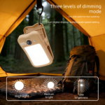 Solar Camping Lantern with Clip White- 2000mAh USB and Solar Rechargeable, Waterproof Portable Tent Light with Digital Display for Outdoor Hiking Emergency - Image 5