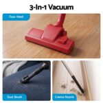 Devanti 3-in-1 Corded Stick Vacuum Cleaner, 16000Pa Strong Suction, Red - Image 7
