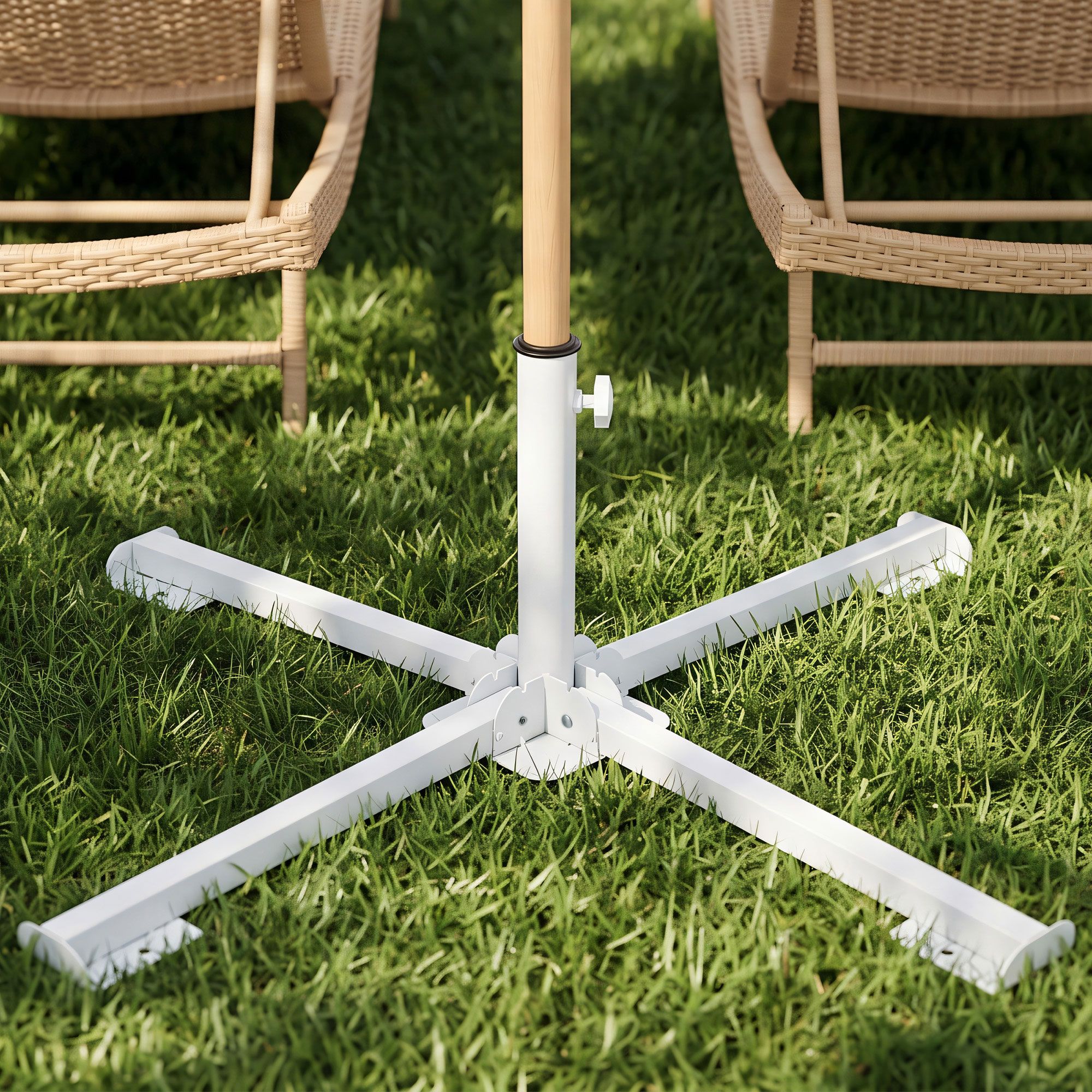 XFEL-BASE-UMB-FLD-WH-00 Instahut Outdoor Umbrellas Base Steel Umbrella Holder 25 to 35mm White - Image 1