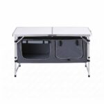 Weisshorn Camping Table Adjustable Storage Cabinet Aluminum MDF 120cm Grey - Image 3