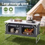 Weisshorn Camping Table Adjustable Storage Cabinet Aluminum MDF 120cm Grey - Image 4