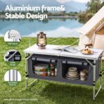 Weisshorn Camping Table Adjustable Storage Cabinet Aluminum MDF 120cm Grey - Image 5