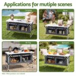 Weisshorn Camping Table Adjustable Storage Cabinet Aluminum MDF 120cm Grey - Image 6