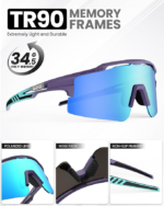OutdoorMaster Hawk II Polarized Sports Sunglasses for Men Women, TAC 100% UV400 Protection TR90 Frame Cycling Sunglasses, Baseball Running Fishing Golf Glasses-Blue Frame+revo Blue Cat.3,Adult - Image 4