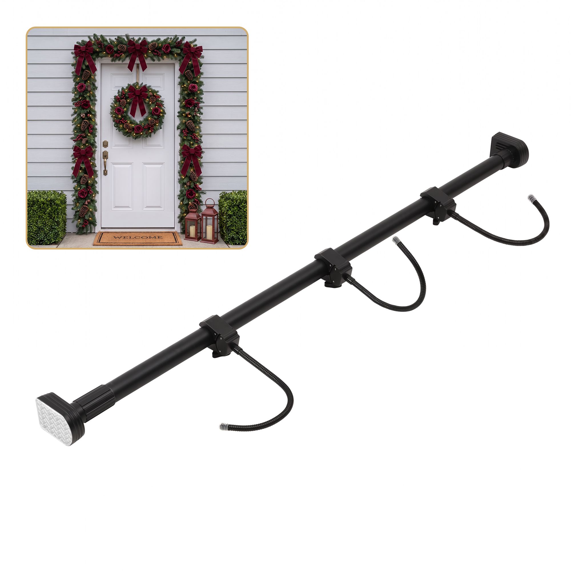 XM-F-HOOK-GAR-170-BK-00 Jingle Jollys Christmas Garland Hook Wreath Hanger Fits 85-160CM Door No Drill - Image 1