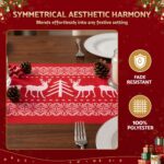Jingle Jollys Christmas Table Runner Reindeers 270x28CM Dining Party Decor Red - Image 5