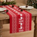 Jingle Jollys Christmas Table Runner Reindeers 270x28CM Dining Party Decor Red - Image 8