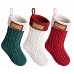 Jingle Jollys 3PCS Personalized Christmas Stockings with Leather Patches, 16 Inch Knitted Contrast Colour Xmas Hanging Decor For Fireplace Mantel, Christmas Tree, Home Decoration & Holiday Party Displays - Image 3