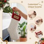 Jingle Jollys 3PCS Personalized Christmas Stockings with Leather Patches, 16 Inch Knitted Contrast Colour Xmas Hanging Decor For Fireplace Mantel, Christmas Tree, Home Decoration & Holiday Party Displays - Image 5