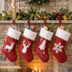 Jingle Jollys 4 Pack Large Velvet Christmas Stockings 46.5cm Red White Decor Perfect For Gift Ideal, Fireplace Mantels Christmas Trees Holiday Party Decorations - Image 10